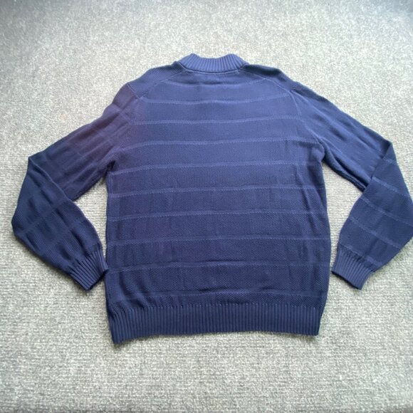 Izod Sweater Mens XL Navy Quarter-Zip Preppy Textured‎ Academic traditional - Picture 8 of 13